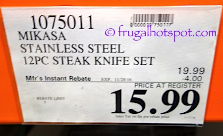 Mikasa Bravo Stainless Steel Set of 12 Steak Knives Costco Price | Frugal Hotspot