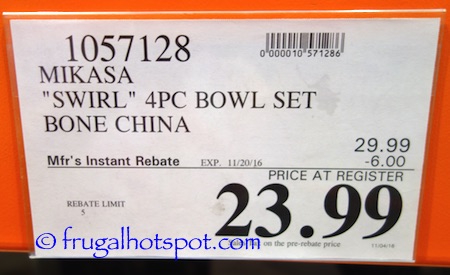 Mikasa "Swirl" 4-Piece Bone China Serving Bowl Set Costco Price | Frugal Hotspot