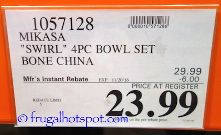 Mikasa "Swirl" 4-Piece Bone China Serving Bowl Set Costco Price | Frugal Hotspot