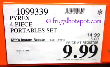 Pyrex Portables 4-Piece Set Costco Price | Frugal Hotspot