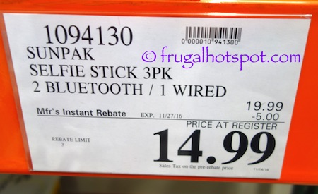 Sunpak Selfie Stick 3-Pack Costco Price | Frugal Hotspot