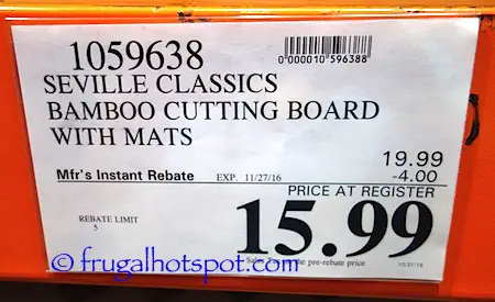 Seville Classics Bamboo Cutting Board with Mats Costco Price | Frugal Hotspot