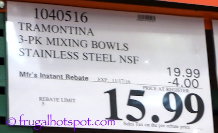 Tramontina PRO Line 3-Pack Mixing Bowls Stainless Steel Costco Price | Frugal Hotspot