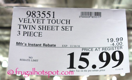 Velvet Touch Twin Sheet Set 3-Piece Costco Price | Frugal Hotspot