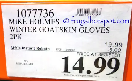 Mike Holmes Workwear Goatskin Winter Gloves 2-Pairs Costco Price | Frugal Hotspot