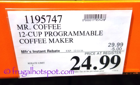 Mr. Coffee 12-Cup Coffee Maker Costco Price | Frugal Hotspot