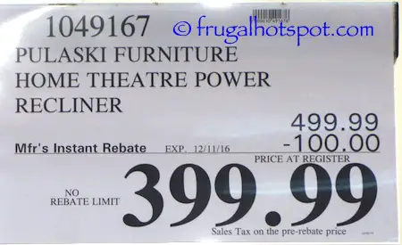 Pulaski Furniture Leather Home Theater Power Recliner Costco Price | Frugal Hotspot