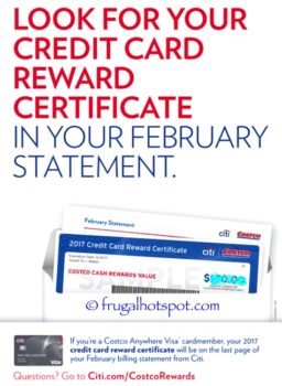 Costco: 2017 Credit Card Reward Certificate
