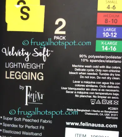 Felina Velvety Soft Lightweight Black Leggings 2-Pack at Costco