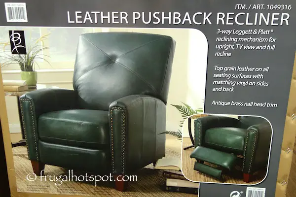 Bainbridge Green Leather Pushback Recliner | Costco