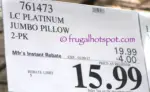 Costco Sale Price: LC Platinum Memory Fiber Jumbo Pillow 2-Pack Costco Sale Price: LC Platinum Memory Fiber Jumbo Pillow 2-Pack