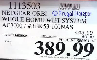 Netgear Orbi AC3000 WiFi System Costco Price | Frugal Hotspot