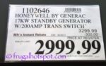 Costco Price: Honeywell by Generac 17KW Standby Generator