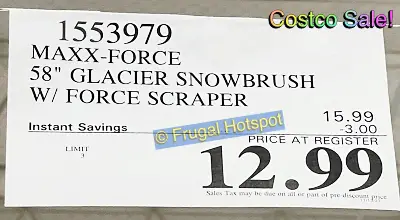 SubZero 58 Maxx-Force Glacier Snow Broom and Ice Scraper Combo | Costco Sale Price | Item 1553979