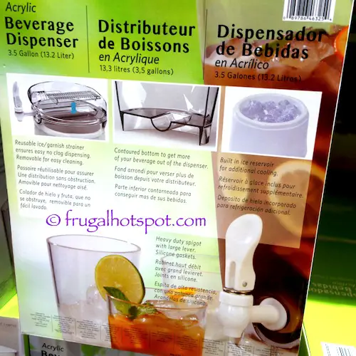 CreativeWare 3.5 Gallon Acrylic Beverage Dispenser description | Costco