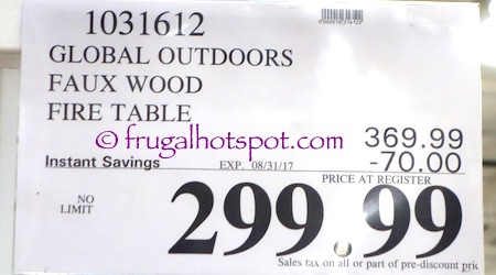 Global Outdoors Faux Wood Fire Table | Costco Price