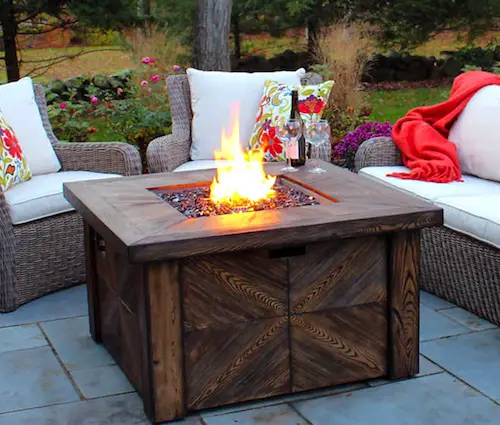 Global Outdoors Faux Wood Fire Table | Costco