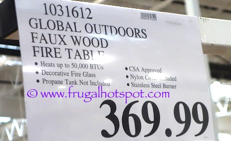 Global Outdoors Faux Wood Fire Table | Costco Price