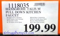 Hansgrohe Talis M Pull Down Kitchen Faucet | Costco Price