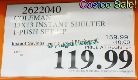 Coleman Oasis 13' x 13' Instant Eaved Shelter | Costco Sale Price