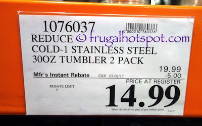 Reduce Cold-1 Stainless Steel Insulated Tumbler | Costco Sale Price