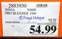 Costco Sale Price: Ninja NJ600 Pro Blender 1000