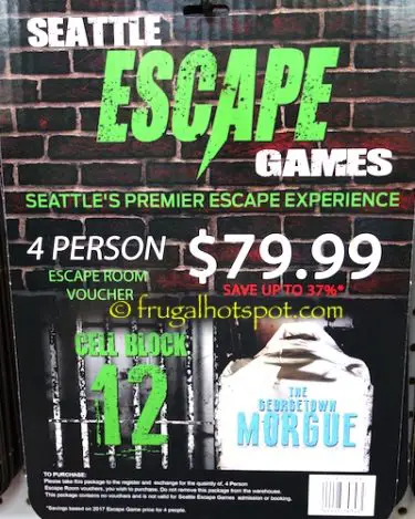 Seattle Escape Games Voucher 2017 Costco