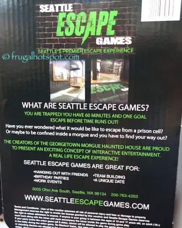 Seattle Escape Games Voucher at Costco 2017