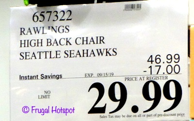 Jarden Oversized High-Back Chair (Seattle Seahawks) Costco Sale Price