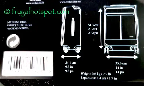 Specs of Kirkland Signature Softside 22" Spinner Carry-On