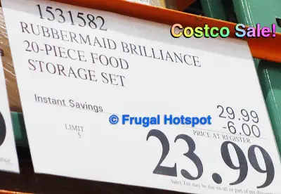 Rubbermaid Brilliance 20 pc food storage | Costco Sale Price