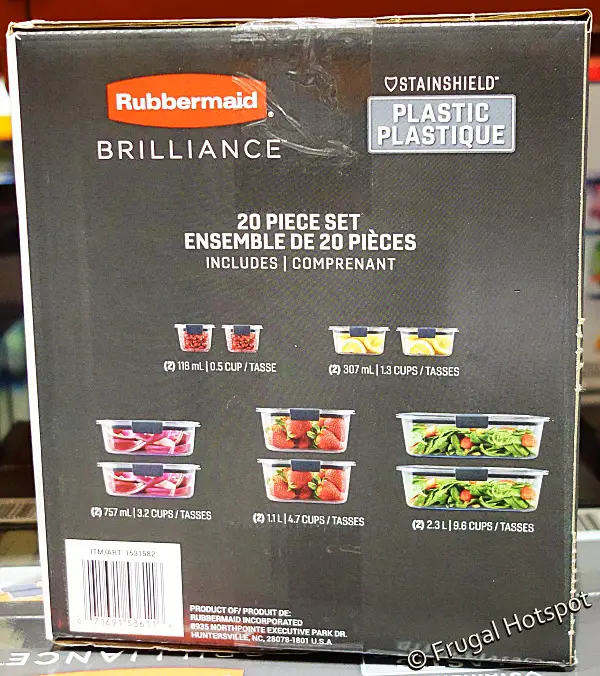 Rubbermaid Brilliance Food Storage Containers | 20 piece set | Costco