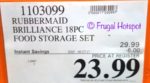 Costco Sale Price: Rubbermaid Brilliance 18-Piece Food Storage Set