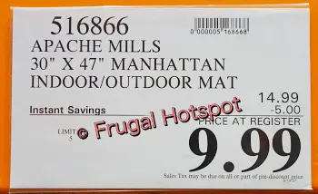 Apache Mills Heavy Duty Entry Mat | Costco Sale Price