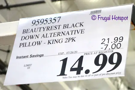 Beautyrest Black Down Alternative Pillows King Costco Sale Price