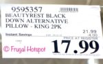 Costco Sale Price: Beautyrest Black Down Alternative Pillows 2-Pack King Size Costco Sale Price: Beautyrest Black Down Alternative Pillows 2-Pack King Size