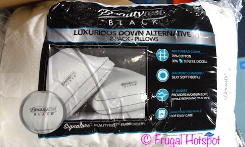 Beautyrest Black Down Alternative Pillows 2-Pack Standard Size at Costco