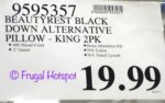 Costco Price: Beautyrest Black Down Alternative Pillows 2-Pack King Size Costco Price: Beautyrest Black Down Alternative Pillows 2-Pack King Size