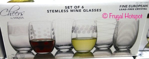 Mikasa Cheers Stemless Etched Wine Glasses, Fine European Lead-Free  Crystal, 17-Ounces for Red or White Wine 