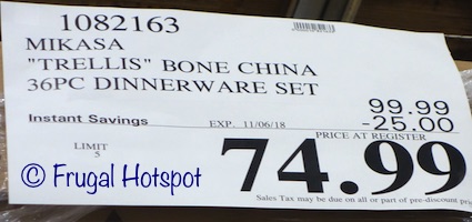 Mikasa Trellis 36-Pc Bone China | Costco Sale Price