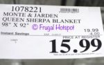 Costco Price: Monte & Jarden Queen Velvet Sherpa Blanket
