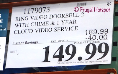 Costco Sale Price: Ring Video Doorbell 2 