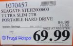 Costco Price: Seagate Backup Plus Ultra Slim 2TB Portable Hard Drive (Premium Metal Edition)