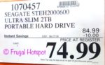 Costco Price: Seagate Backup Plus Ultra Slim 2TB Portable Hard Drive (Premium Metal Edition)