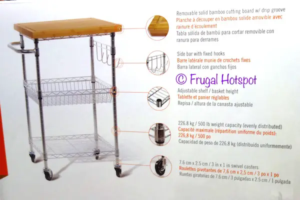 Trinity Bamboo Top Kitchen Cart description | Costco Trinity Bamboo Top Kitchen Cart description | Costco