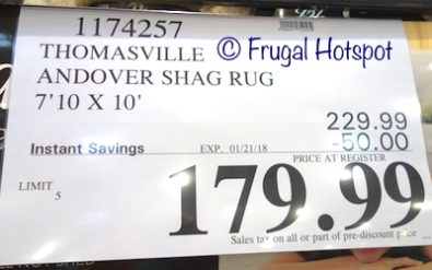 Costco Sale Price: Thomasville Marketplace Andover Shag Rug 7'10" x 10'