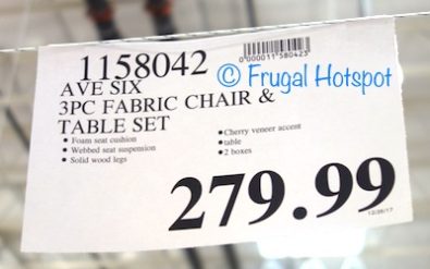 Costco Price: Avenue Six 3-Piece Fabric Chair + Table Set