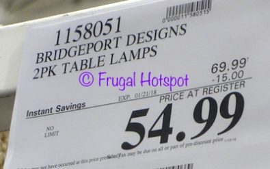 Costco Sale Price: Bridgeport Designs Set of 2 Table Lamps