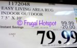 Costco Sale Price: Easy Living Indoor Outdoor Rug 7'5" x 10'