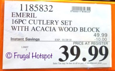 Costco Sale Price: Emeril Lagasse 16-Piece Cutlery Set with Wood Block